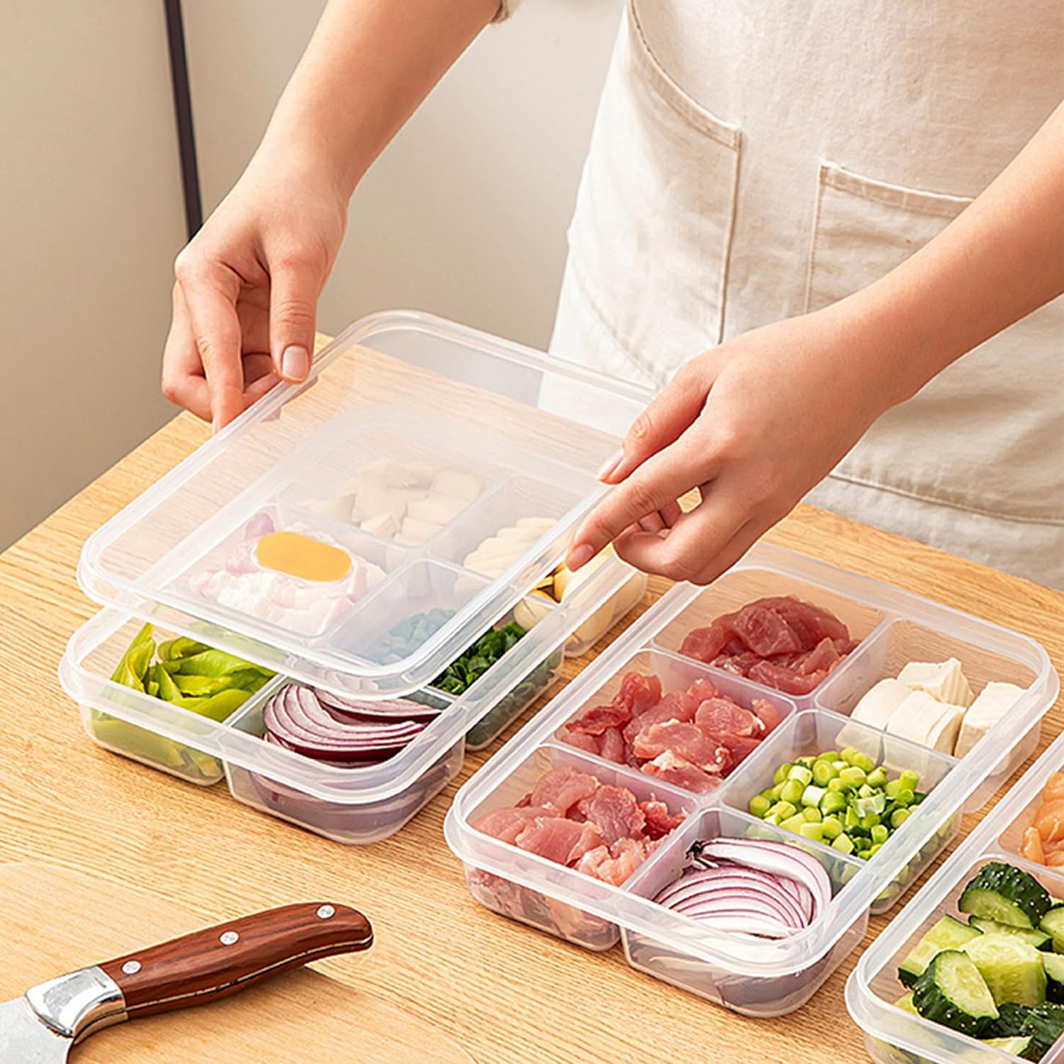 料理 調理器具・保存容器・カトラリー 食器 まとめ売り② Amazon｜Dingerjar 仕切り野菜トレイ 蓋付き スナックルボックス 食品